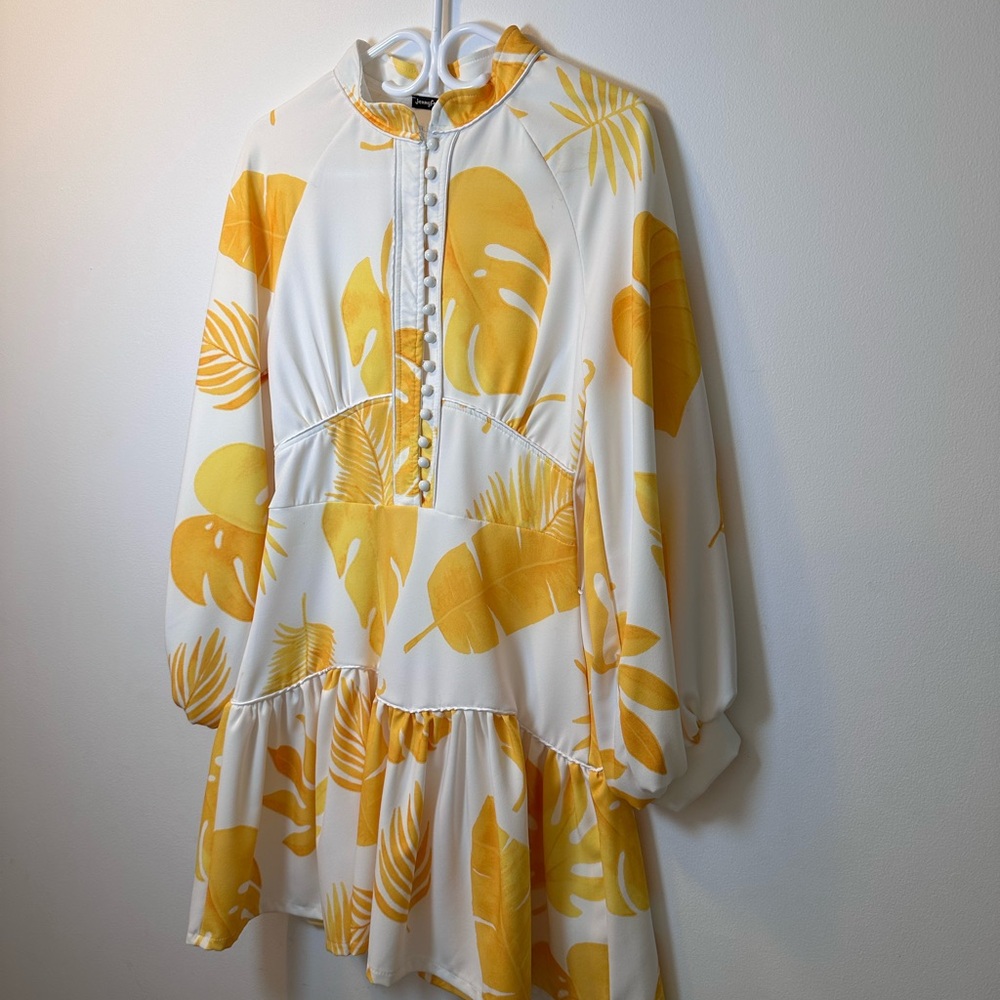 Tropical Yellow and White Dress